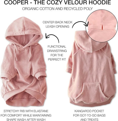 Pet Passion Cooper II Organic Cotton Velour Dog Hoodie Pet Coat for Small, Medium and Large Dogs, Pink, XXX-Small (up to 5lbs)