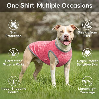 KYEESE 2Pack Dog Shirt, Lightweight Sun Protection Sleeveless Dog T Shirts for Small Dogs, Breathable Pet Reflective Tank Top Summer Dogs Clothes for Outdoor Walking, Coral Red+Grey, L