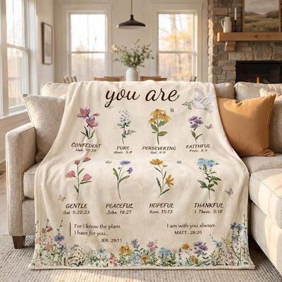Christian Gifts for Women,Birthday Gifts for Mum,Inspirational Religious Blanket Gift with Flowers, Soft Flannel Throw Blanket for Bed Couch Sofa, Spiritual Gift for Sister, Friends Family Self 50x60”