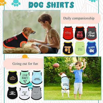 12 Pieces Dog Shirts Pet Printed Clothes with Funny Letters Summer Pet T Shirts Cool Puppy Vest Breathable Dog Outfit Soft Cat Sweatshirt for Chihuahuas Cats Accessories, 12 Styles(X-Small)