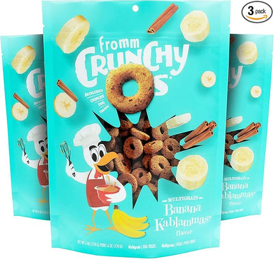 Fromm Crunchy Os Banana Kablammas Dog Treats - Premium Crunchy Dog Treats - Banana Recipe - Pack of (3) 6 oz Bags