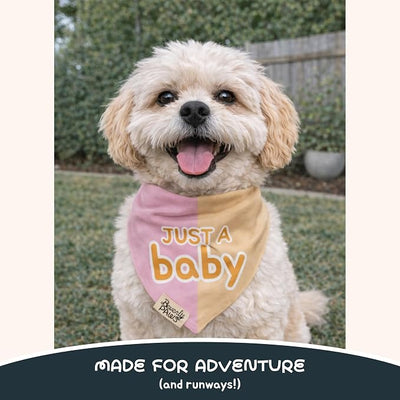 Funny Snap-On Dog Bandana for Small Medium Large Pets, Dogs Cats Adjustable Handkerchief Scarf for Girl & Boy, Cute Puppy Apparel & Accessories (Just A Baby, X-Large)