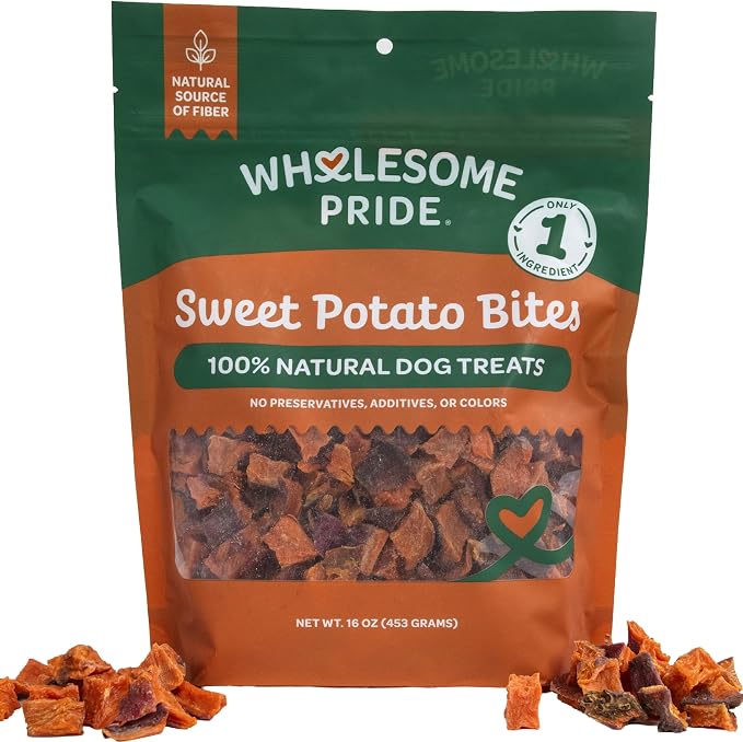 Healthy Sweet Potato Bites – Sensitive Stomach Dog Treats, No Preservatives, Single-Ingredient, No Grain, 16 oz