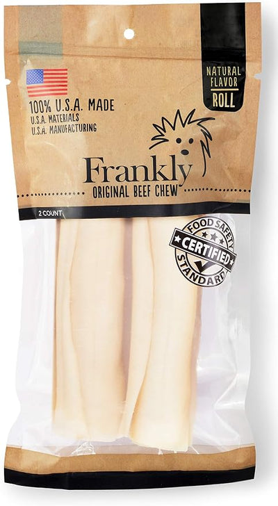 Frankly Beefhide Retriever Roll 2 ct, 100% U.S.A Made to Certified Food Safety Standards