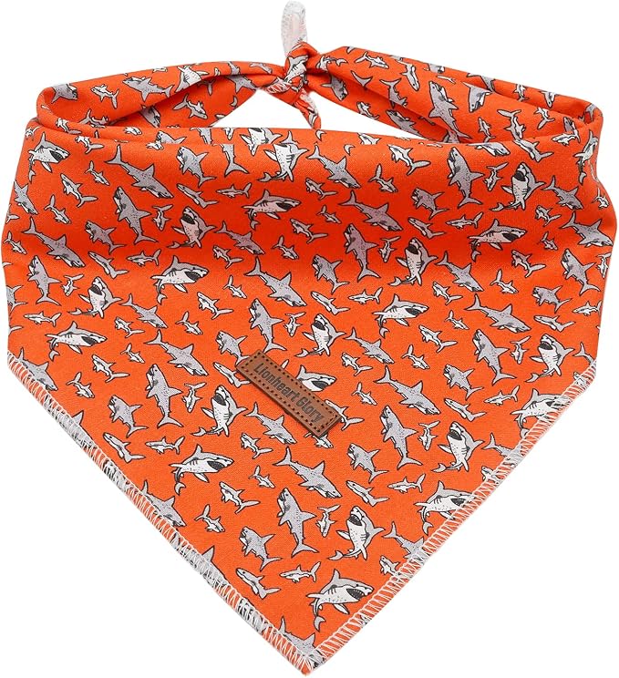 Lionheart Glory Bandana Kerchief - Washable Soft Scarf, Shark Square Adjustable for Girl or Boy, Small Dogs and Cats - 1 Pack