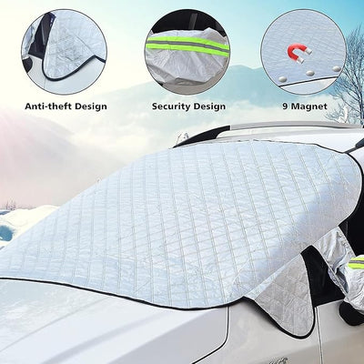 AGAATI Car Windshield Snow Cover for VW Atlas 2018 2019 2020 2021 2022, All Weather Front Window Magnetic Windshield Cover with Side Mirror Cover Sun Frost Protection Styling Accessories, B/157×126cm