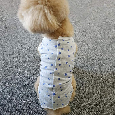 Dog’s Recovery Suit Post Surgery Shirt for Puppy, Wound Protective Clothes for Little Animals(Grey Stars-s)