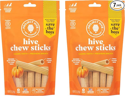 PROJECT HIVE ·PET COMPANY· Chew Stick Treat - Parent Item (2-Pack 7 oz, Large Dogs - Pumpkin)