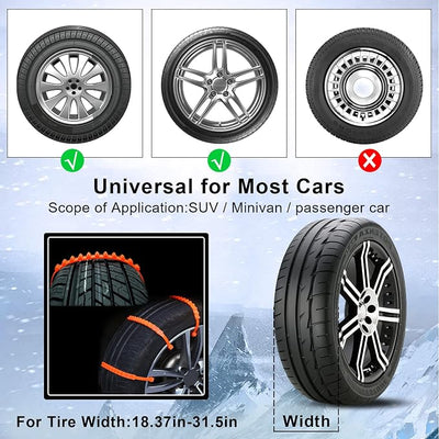Reusable Snow Tire Chains for Trucks & SUVs - 2025 Upgrade 10 PCS Emergency Anti-Skid Traction Chains, Heavy Duty Plastic Wheel Cables for Winter Driving on Snow/Ice & Muddy Roads
