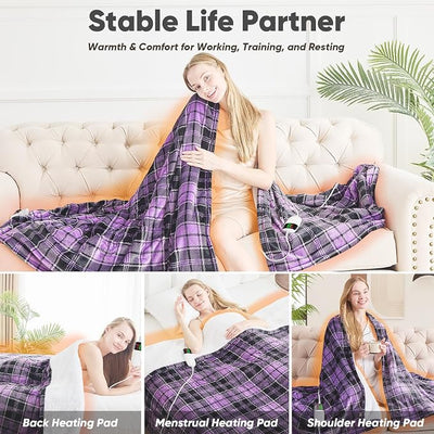 OCTROT Heated Blanket Electric, Twin Size 62X84, Heating Blanket with 10 Heating Levels & 8 Hours Auto Off, Purple Plaid Sherpa Blankets Warmer, Home Decor for Couch Bed Office,Gifts for Mom, Women