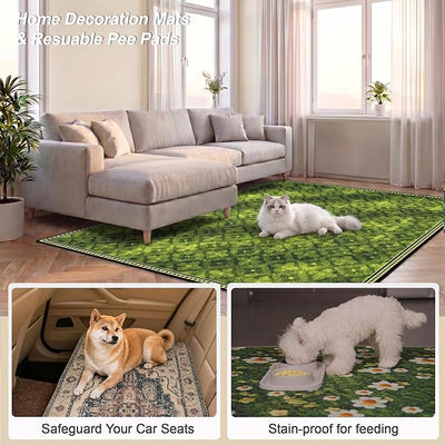 Washable Pee Pads for Dogs, Reusable Puppy Potty Training Pads, Ultra-Absorbent Thick Waterproof Leak-Proof Non-Slip Pads & Mat for Crate, Playpen, Floor, Whelping & Housebreaking , 2 Pack 48"x48"