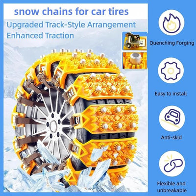 8 Pack Universal Tire Chains,Emergency Portable Snow Chains Suitable for Car, Truck, and SUV, Zip Tie Tire Chains, Adjustable Thickened Snow Tyre Chains Thickened Wear-Resistant TPU Anti-Slip Chains