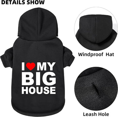 Dog Sweater Dog Hoodie Cold Weather Coat Hooded Sweatshirt for Puppies,Cats, Small Medium Large Dogs (Black(House), Medium/Large)