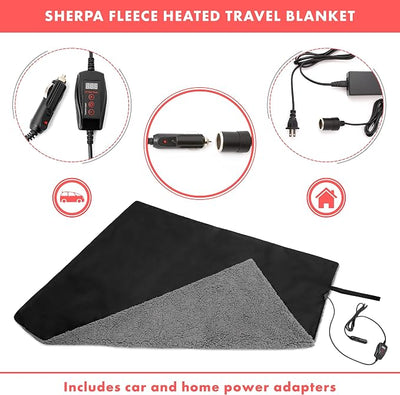 VaygWay Sherpa Fleece Travel Blanket – Comfortable Blanket for Car -Premium Quality Grey Fuzzy Soft Plush Warm 59" x 43” Home and Car Automotive Blanket- for Winter, Camping, Summer (2 Pack Grey)