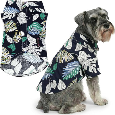 Parisian Pet Palm Leaves Dog Shirt - Cotton Clothes for Large Dogs - Stylish Tropical Dog Outfit - Lightweight and Soft Puppy Clothes - Trendy Tshirts for Dogs - Comfortable Summer Camp Pet Apparel