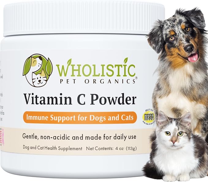 Vitamin C Powder for Dogs & Cats - Cat & Dog Allergy & Itch Relief - Vitamin C Immune Support Supplement - Itchy Skin Support for Seasonal Dog Allergy Relief - 4 oz - 113 Scoops