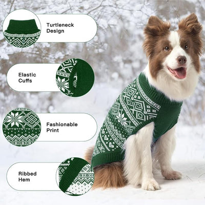 HOMIMP Dog Sweater Argyle - Warm Sweater Winter Clothes Puppy Soft Coat, Ugly Dog Sweater for Small Medium and Large Dogs, Pet Clothing Boy Girl, Green SM