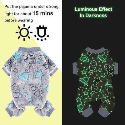 Sebaoyu Dog Pajamas for Small Dogs, Glow in Dark Tie Dye Unicorn Doggy Sweater, Super Soft Velvet Material Chihuahua Yorkie Tiny Doggie Clothes Outfits (Grey, Small)