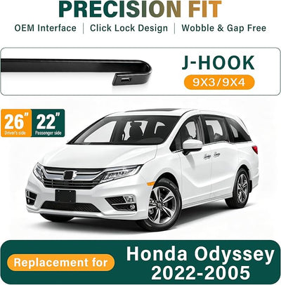 Windshield Wiper Blades Replacement for Honda Odyssey 2005-2022 Original Factory Quality Front Rear Wiper Blade Set - 26" 22" 16" (Set of 3)
