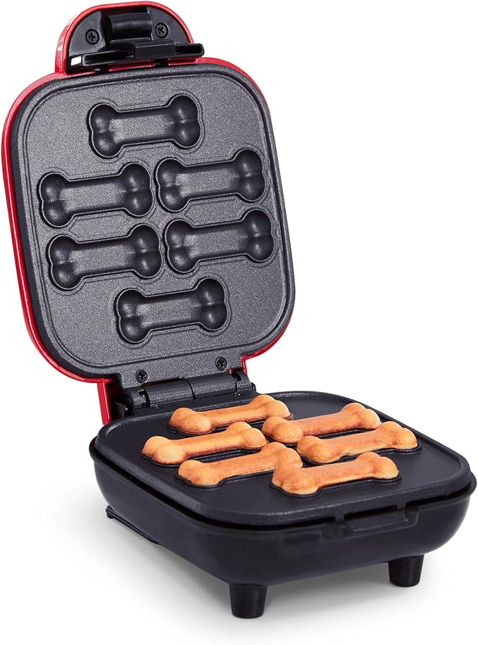 Mini Dog Treat Maker - DIY Bone-Shaped Treats - Personalized Dog Gifts - Easy to Clean - 6 Bones, Red