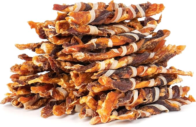 Dog Treats, Triple Flavor Jerky Twist Sticks, 4.5-5 Inch Chicken Duck and Codfish Sticks Chews for Small Dogs, Healthy Snacks, 17.64 oz (50 Count-Pack of 1)