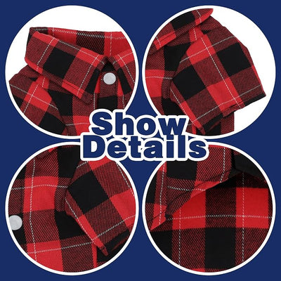 Paiaite Plaid Dog Shirt: Pure Cotton Classic Checkered Style Clothes – Comfortable, Breathable & Elegant! Perfect for Large, Medium, Small Breeds – Everyday Wear & Photoshoots, Red 3XL