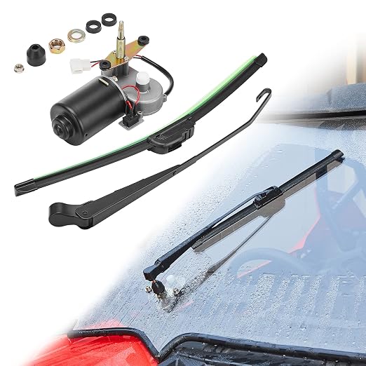 KEMIMOTO UTV Electric Windshield Wiper Motor Kit for Most UTV Compatible with Can Am Defender Pro Compatible with Mule Teryx 16" 12V Wiper Blade