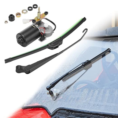 KEMIMOTO UTV Electric Windshield Wiper Motor Kit for Most UTV Compatible with Can Am Defender Pro Compatible with Mule Teryx 16" 12V Wiper Blade