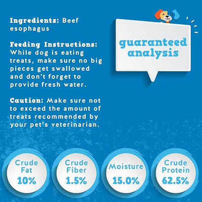 Jack&Pup 6-inch Gullet Sticks for Dogs (25 Pack) Esophagus Dog Treats, Long Lasting Chew, Beef Jerky for Dogs