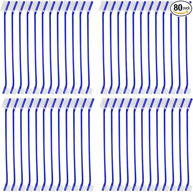 80 Pcs Dog Toothbrush Bulk Dual Headed Dental Brushes Dogs Tooth Brushing Kit Long Handle Pet Tooth Brush for Puppy Large Small Cats and Most Pets Teeth Cleaning Dental Supplies(Dark Blue)