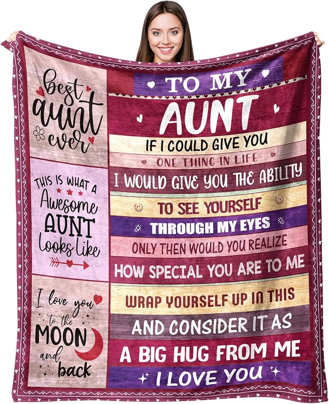 Aunt Blanket Gift for Aunt for Mothers Day from Niece Aunty Gifts from Nephew - to My Auntie Blanket for Sofa Bed - Unique Birthday Gift Thank You for Aunts 50''x60''