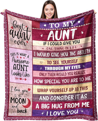 Aunt Blanket Gift for Aunt for Mothers Day from Niece Aunty Gifts from Nephew - to My Auntie Blanket for Sofa Bed - Unique Birthday Gift Thank You for Aunts 50''x60''