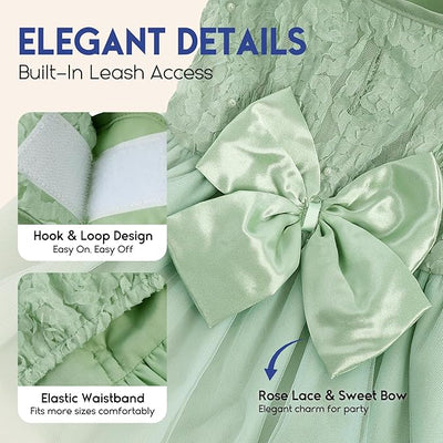 ASENKU Small Dog Dress Pet Wedding Dress Princess Lace Puppy Birthday Party Outfit Formal Apparel Girl for Only Small Medium Dogs Cats (XL, Green)