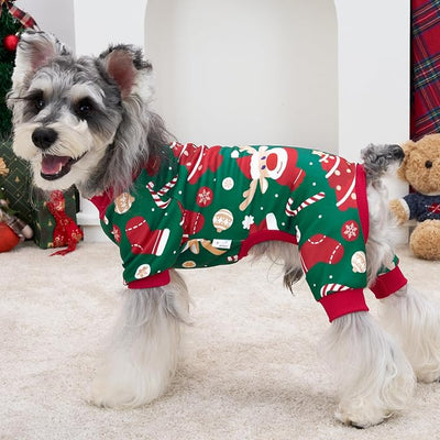 XPUDAC 4 Pack Christmas Dog Pajamas Comfy Dog Clothes for Small Medium Dogs Girl Boy Holiday Pet Outfit Winter Puppy Jumpsuits Pet Pjs Apparel, XS