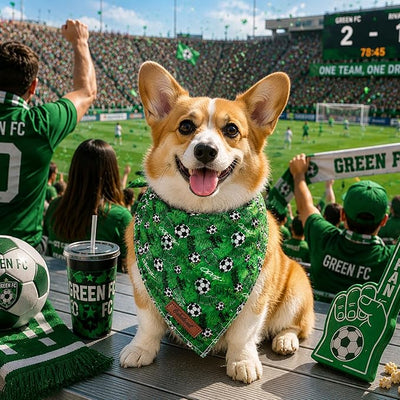 Boy Dog Bandana - Green Soccer Sport Dog Bandana for Puppy Kitten, Cute Small Dogs Neck Scarf Pet Bib, Soft Triangle Scarf Summer Pet Accessory S