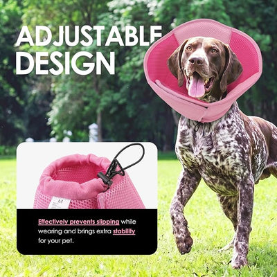 AOFITEE Large Dog Cone - Adjustable Dog Cone to Stop Licking, Foldable Extra Large Cones Dogs for Wound Healing, Pet Elizabethan Cones Collar After Surgery, XL Fabric Pet Neck Collar, Pink X-Large