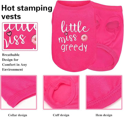Pink Cotton Dog Shirt with 'Little Miss Princess' Print, Soft & Breathable Pet Apparel for Small to Large Dogs, All-Season Sleeveless Vest, Cute and Comfortable Dog Outfit.Pink Crown XS