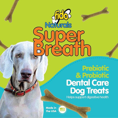 Fido Super Breath Dental Care Bones for Dogs, Medium - 8 Count, Pack of 3 - Fresh Breath Dog Dental Treats for Medium Dogs - Plaque & Tartar Control - Made in USA - 24 Total