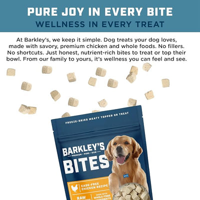 Barkley’s Bag Chicken Bites, Freeze Dried Dog Treats & Food Topper, Made with Chicken and Brown Rice, Small Bite-Sized Pieces for Training Rewards, for All Dog Breeds, Ages & Sizes, 4 Oz Bag (6 Pack)