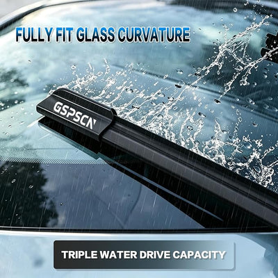 GSPSCN 24" + 17" Windshield Wiper Blades Metal Base 2X Lifespan (2 Pack) | Streak-Free Enhanced Visibility All Weather Durable Premium Natural Rubber Low-decibel quiet Wipers Set OEM Quality