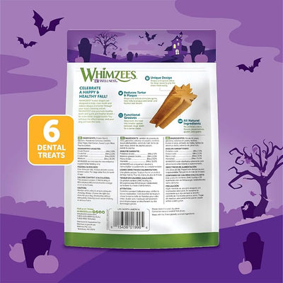 Wellness WHIMZEES Fall Natural Dog Dental Treat, Autumn Halloween Seasonal Gift, Chews, Freshens Breath, Medium Size, 6.3 oz Bag, 6 Count