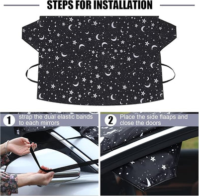 Tallew Car Windshield Cover for Ice Frost and Snow Oxford Fabric 69 x 42 Inches Waterproof Windproof Automotive Windshield Covers for Frost with 4 Elastic Straps for Winter Suvs Trucks Accessories