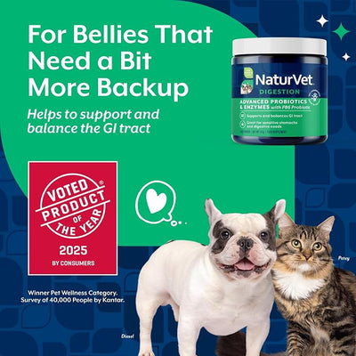NaturVet – Advanced Probiotics & Enzymes - Plus Vet Strength PB6 Probiotic | Supports and Balances Pets with Sensitive Stomachs & Digestive Issues | for Dogs & Cats (4 oz)