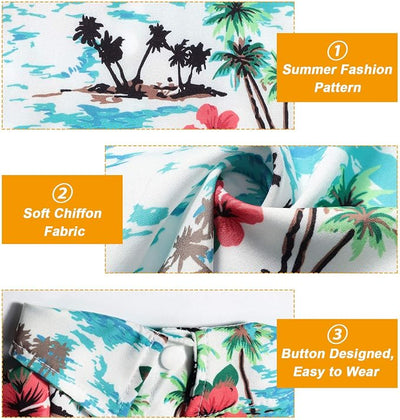 Weewooday 4 Pieces Small Pet Summer T-Shirts Hawaii Style Floral Pet Dog Shirt Breathable Cool Clothes Beach Seaside Puppy Sweatshirt for Puppy(Floral Style,Medium)