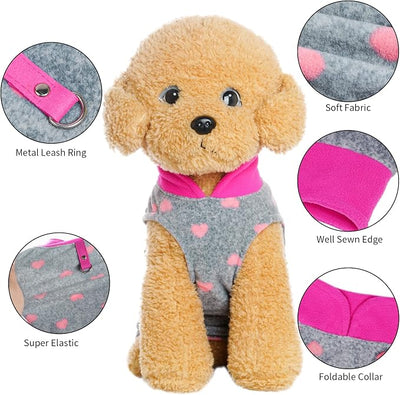 Rbenxia 1 Piece of Grey Dog Heart Sweater with Leash Ring Soft Fleece Vest Dogs Pullover Warm Jacket Pet Dog Clothes Winter Dogs Outfits for Small Puppy Cat Pets (Large)