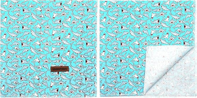 Lionheart Glory Bandana - Washable Soft Blue Scarf With Shark Print, Adjustable for Small Medium Large Dogs