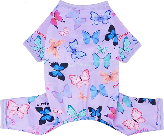 Dog Pajamas Spring Summer Dog Clothes for Small Medium Dogs Girl Boy Cute Soft Puppy Pjs Clothes Doggie Onesies Cat Pet Outfit(Butterfly,XL)