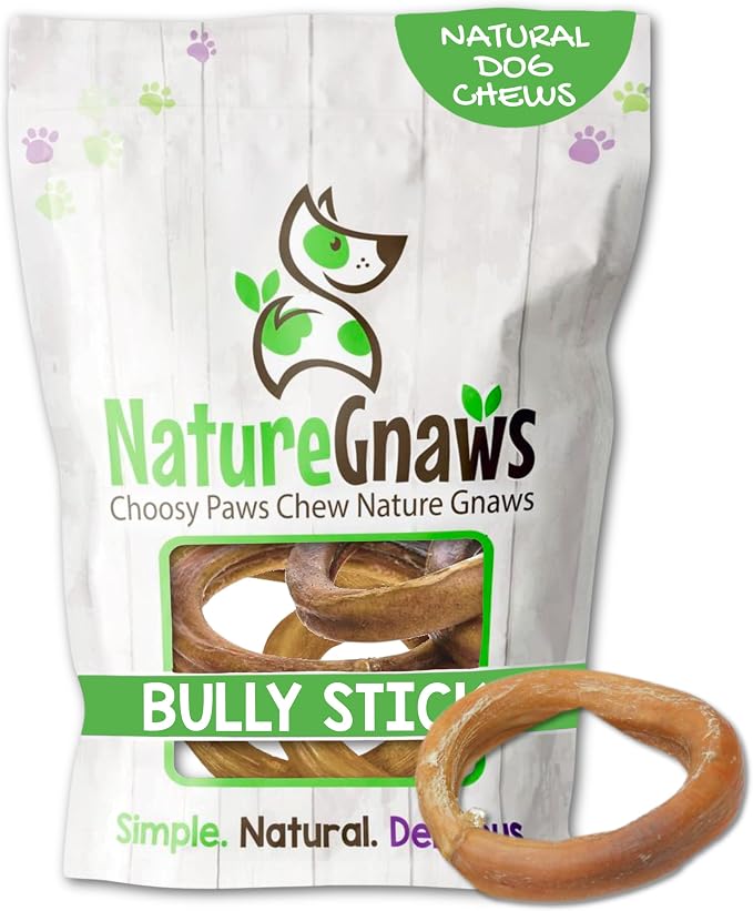 Bully Stick Rings for Dogs (5 Count) - Long Lasting for Aggressive Chewers - Natural Beef Dog Chew Bones - Rawhide Free