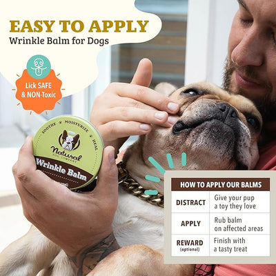 Natural Dog Company Wrinkle Balm for Dogs – Dog Skin Fold Balm for Bulldogs, Frenchies & Pugs, Moisturizing Face Fold Care for Warm Weather, Humid Summer Days & Daily Cleaning Routines, 4 oz Tin
