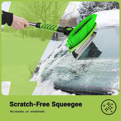 41.8'' Ice Scraper and Squeegee with Snow Brush 3 in 1, Adjustable Brush Front, Extendable Aluminum Handle with Ergonomic Grip, Snow Removal Tool for Car, Truck, SUV